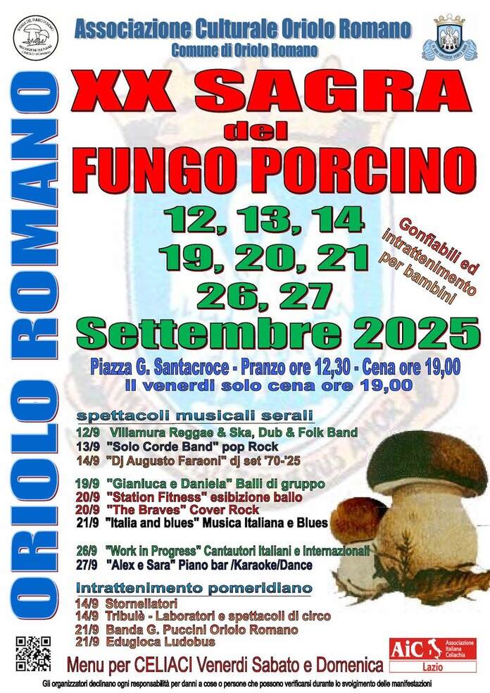 sagra fungo porcino oriolo romano 2025